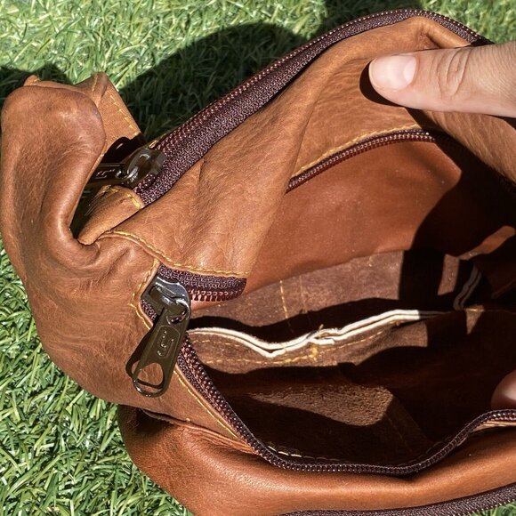 HARRAHS Brown Real Genuine Leather Vintage Funny Pack made in Columbia - Picture 4 of 10